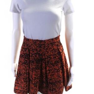 Proenza Schouler Tweed A-Line Mini Skirt Orange & Black Slub Cotton size 0